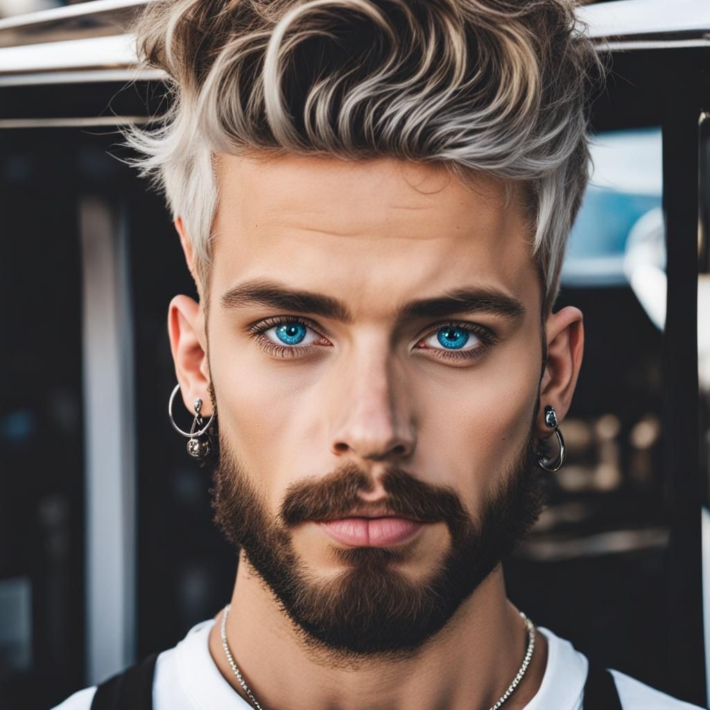 AI Portrait of Boy with Piercing and Beard