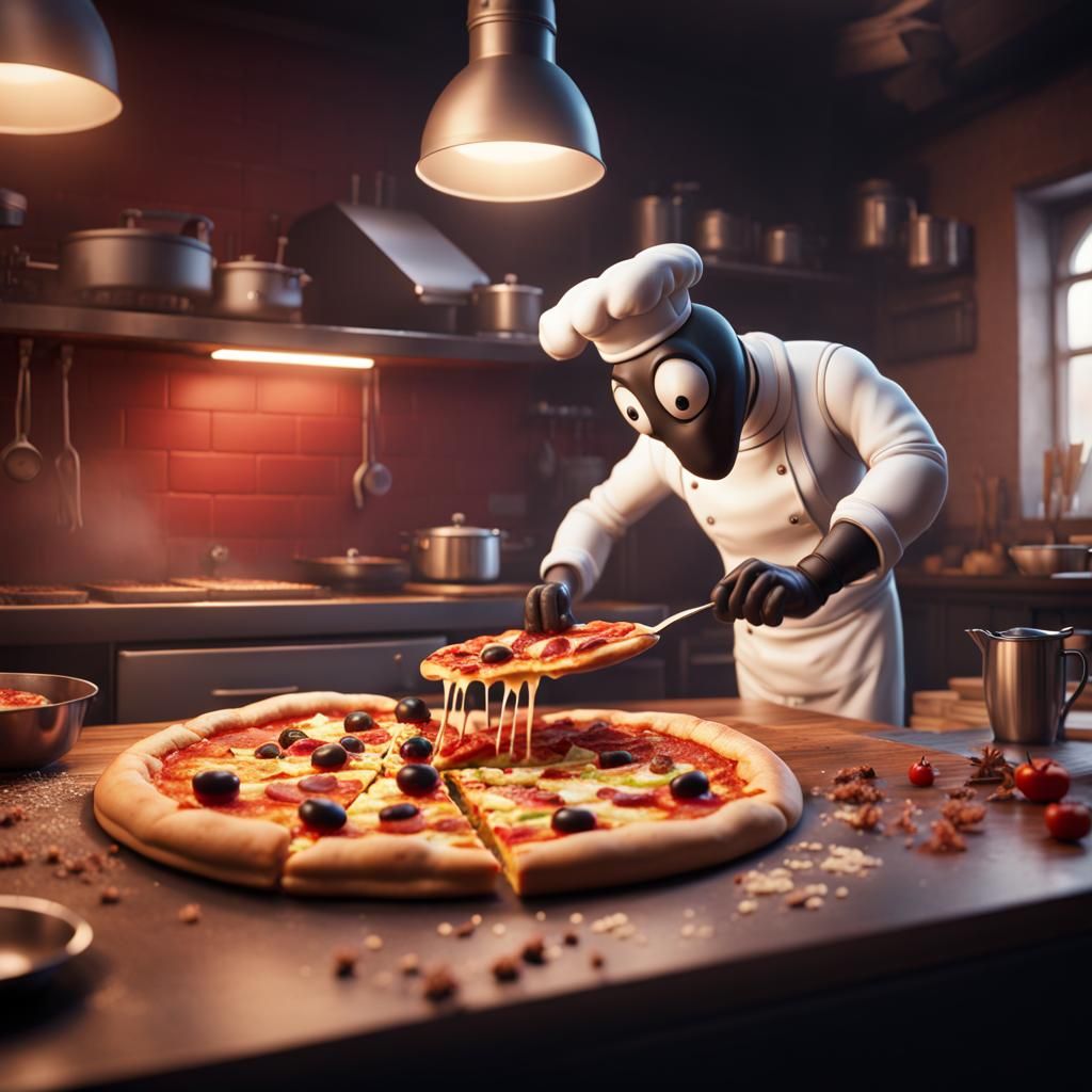 Ant Chef Makes Pizza: Detailed Matte Painting