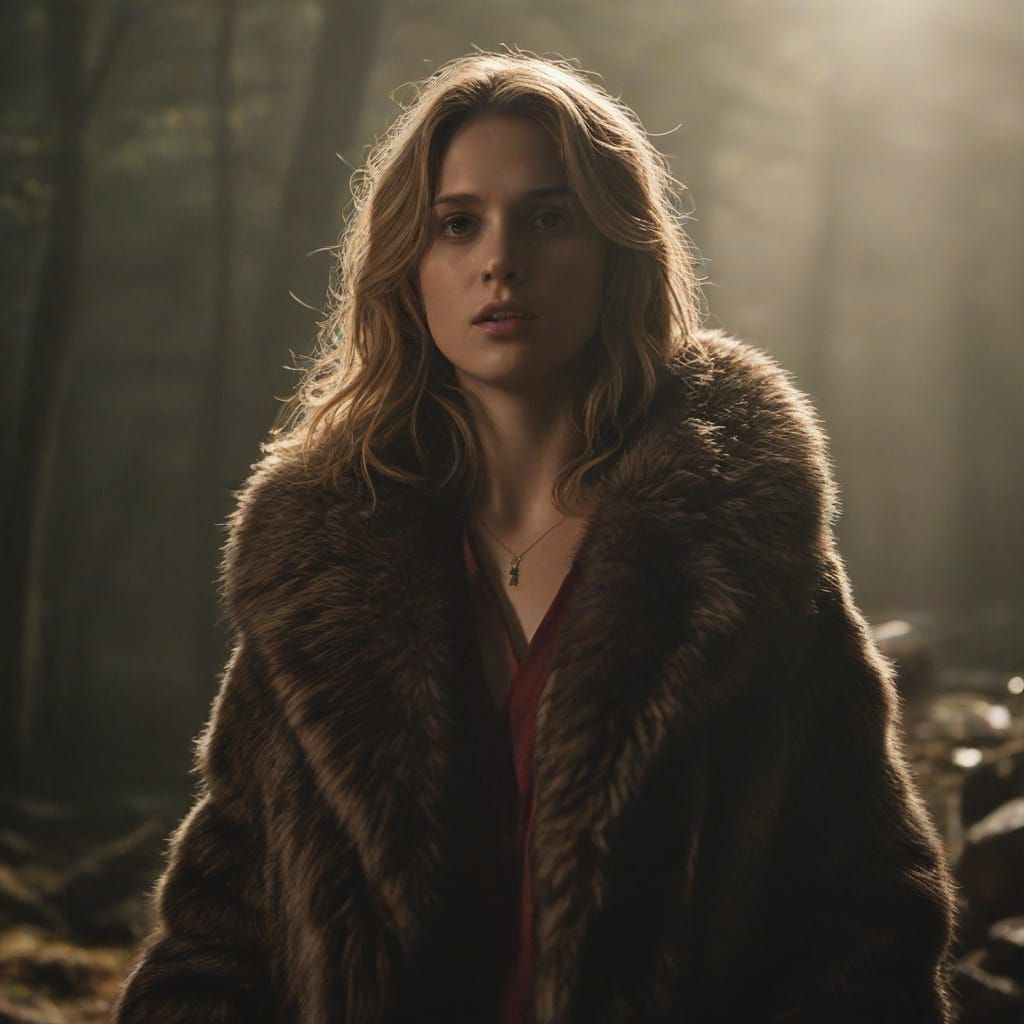 Annabeth Chase in Fur Coat: Cinematic Portrait