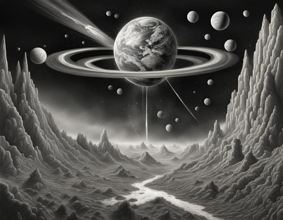 Apocalyptic Meteor Strike in Cosmic Art Style