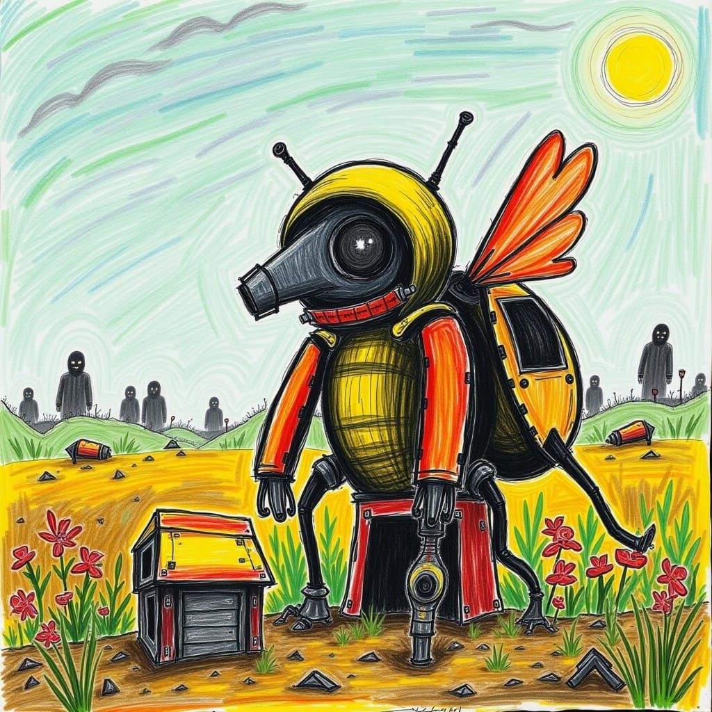 Chibi Bumblebee Explorer in Flower Field