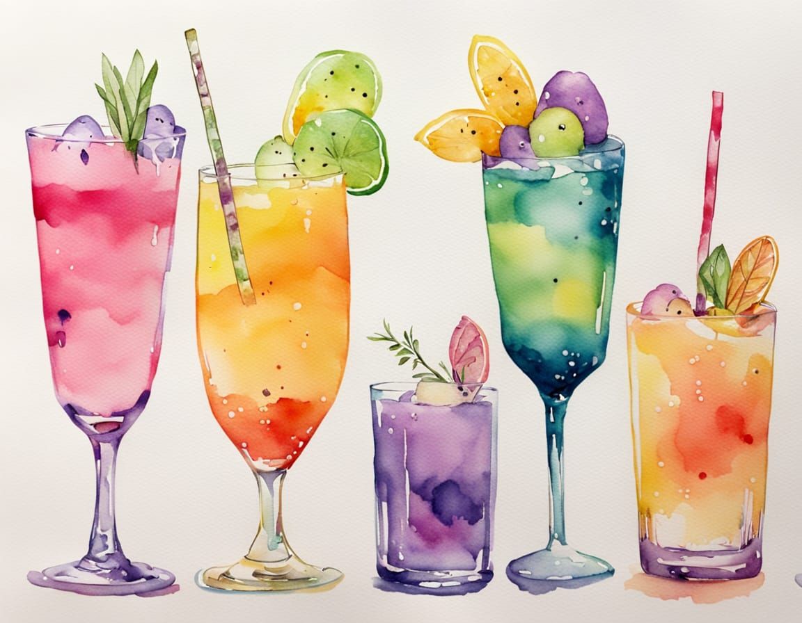 Vibrant Easter Cocktail Gallery in Watercolor Style