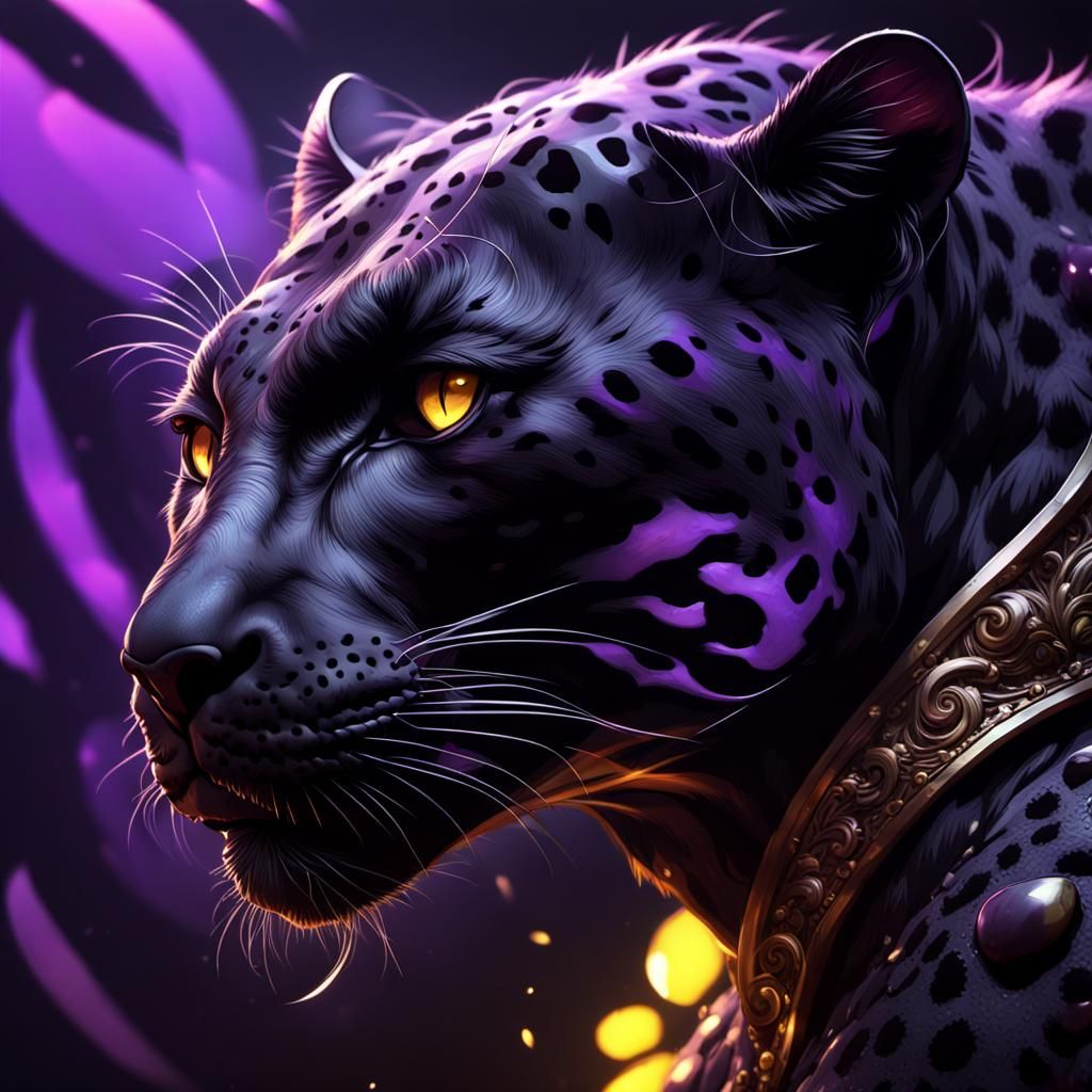 Hyperdetailed Black Leopard in Dark Fantasy Art
