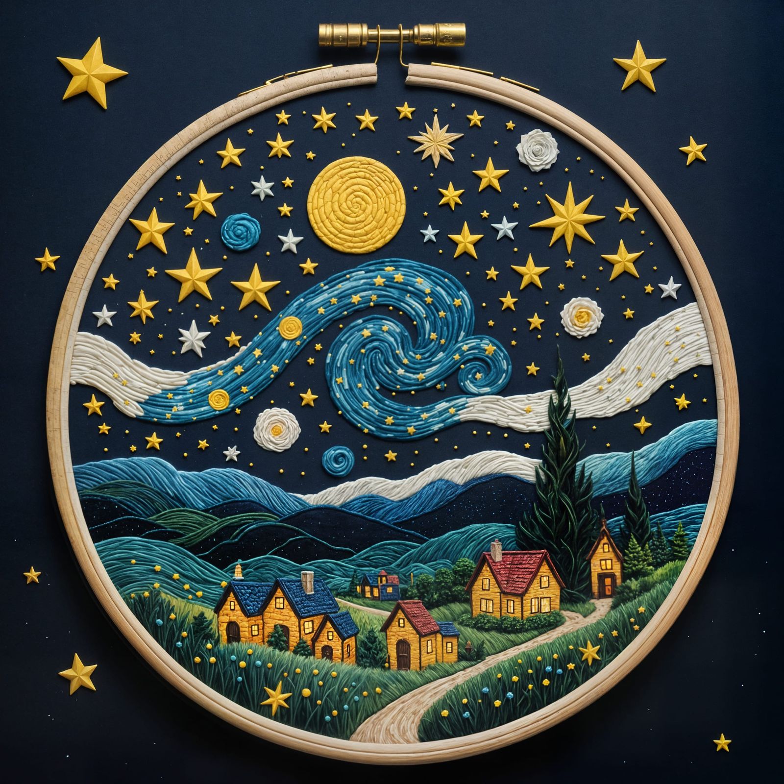 Luminous Embroidered Fantasy Starry Night