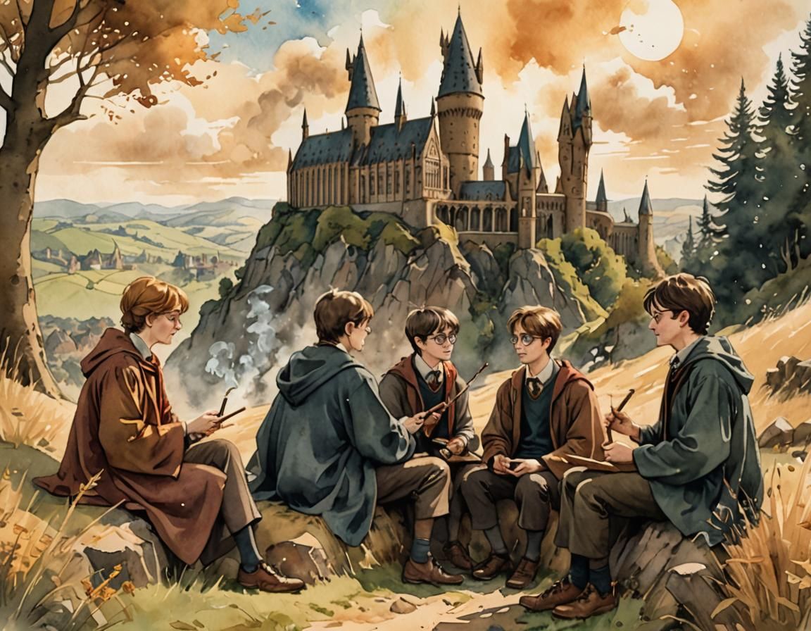 Harry Potter and Friends in Whimsical Illustration
