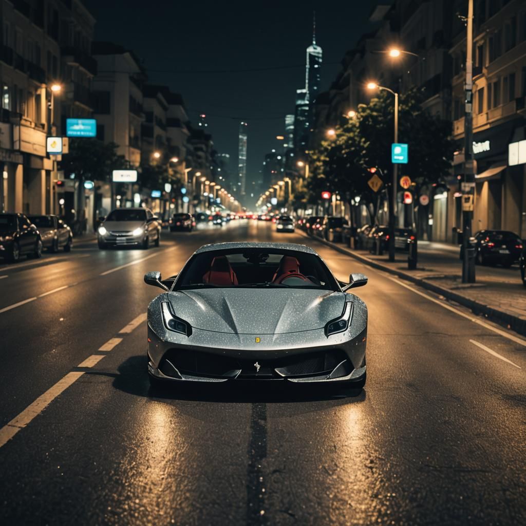 Diamond Ferrari at Night