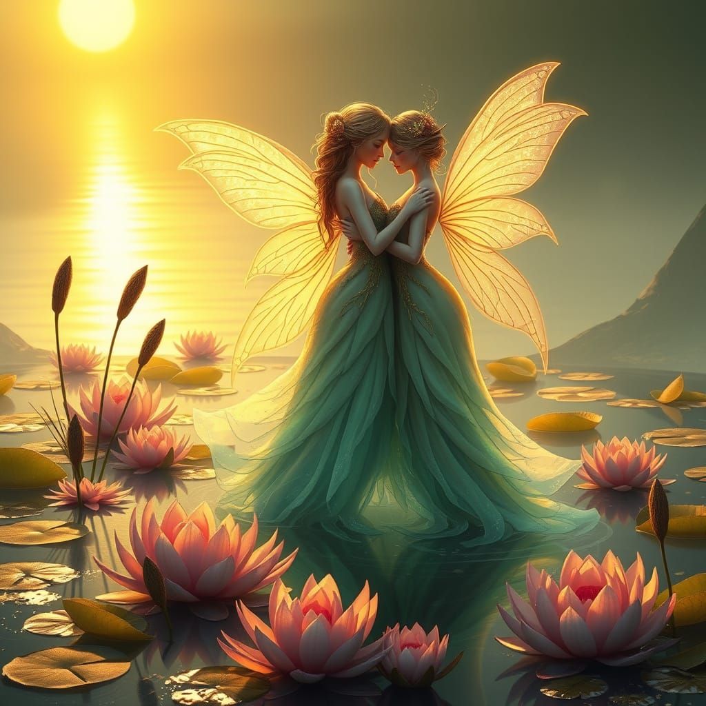 Enchanted Water Nymphs in Whimsical Romantic Style