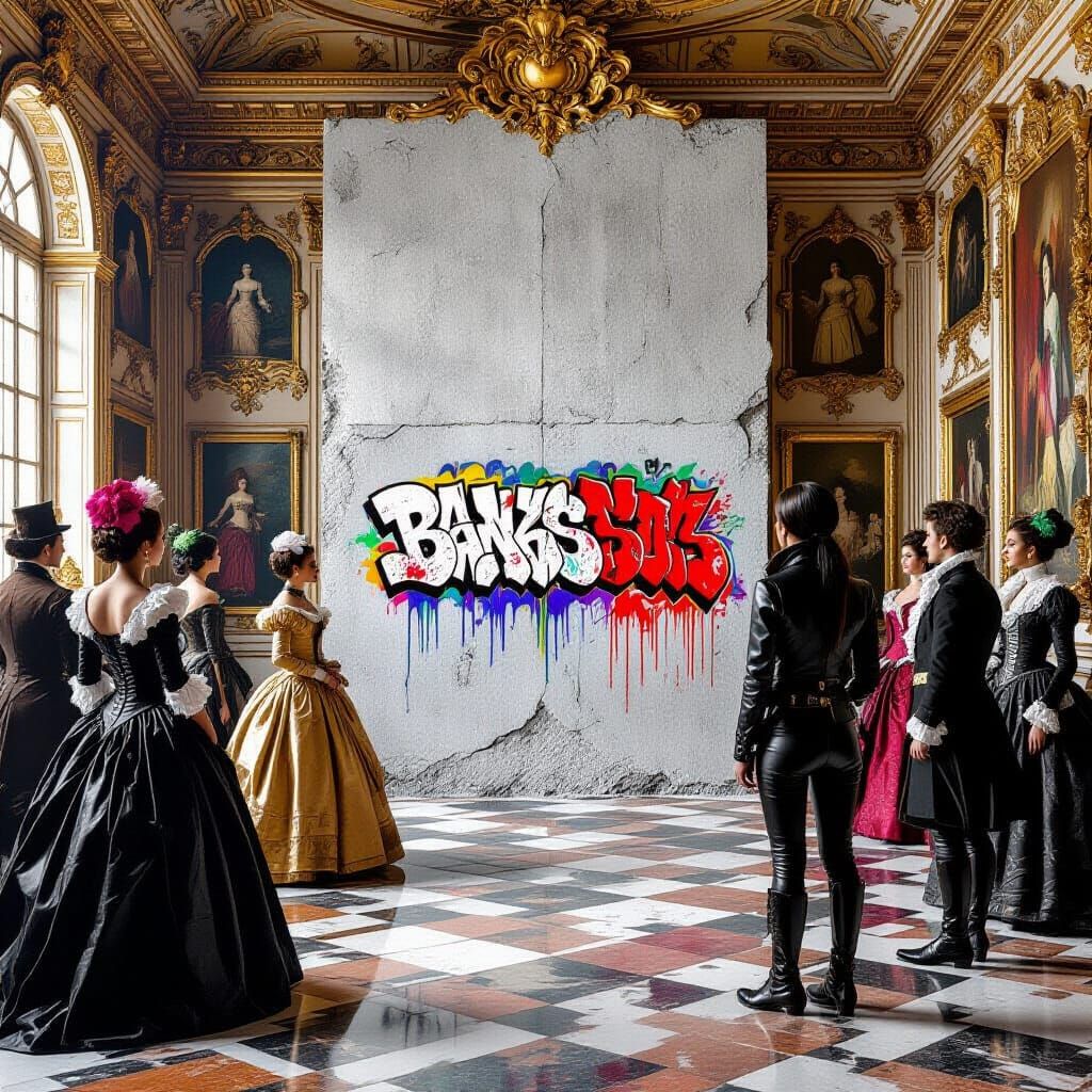 Baroque Outrage at Banksy Graffiti Wall