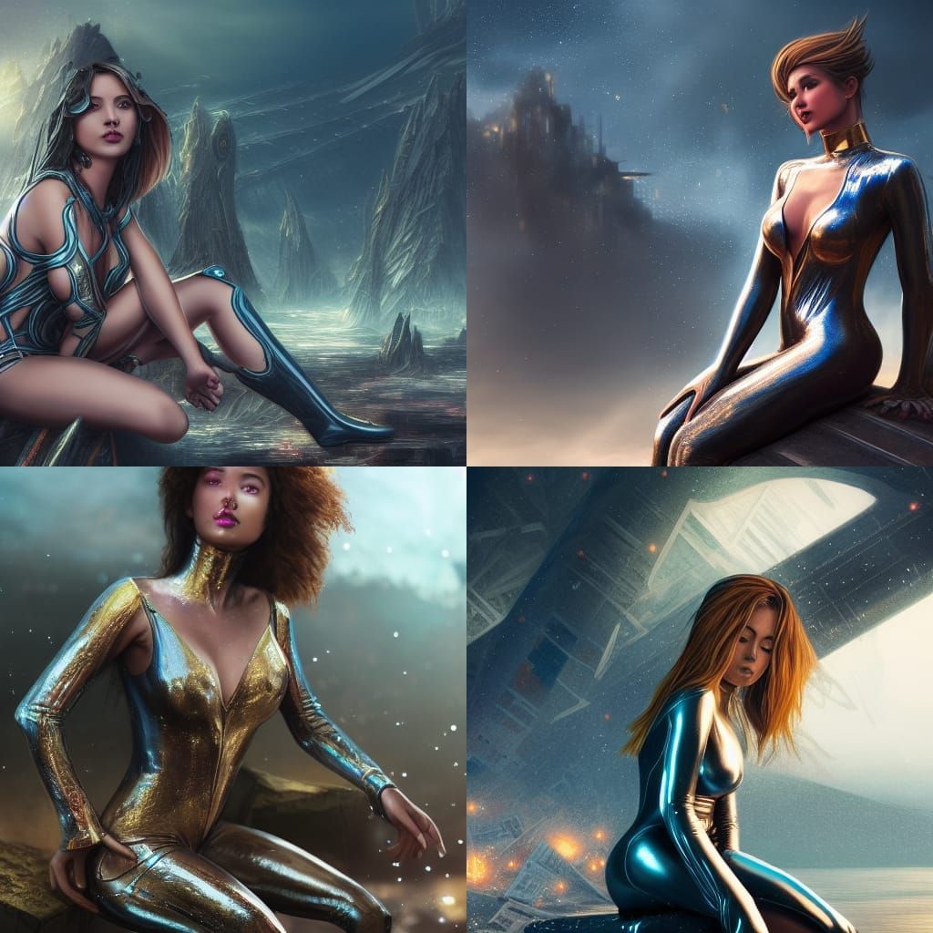 Girl in Ruined City: Detailed Matte Painting