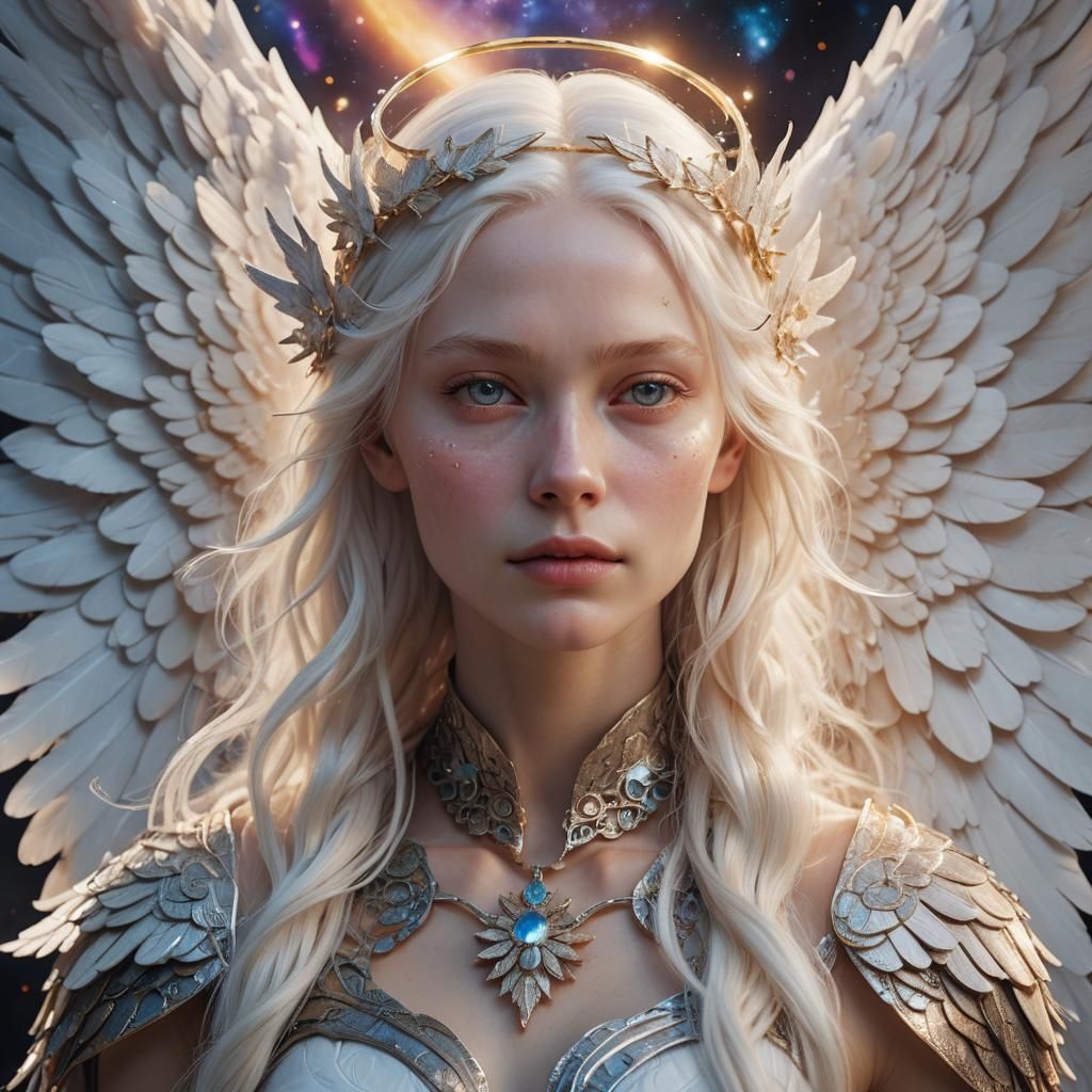Albino Angel Portrait in Dreamy Astral Realm