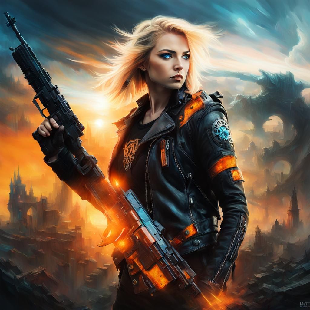 Female Warrior Portrait in Apocalyptic Fantasy Style