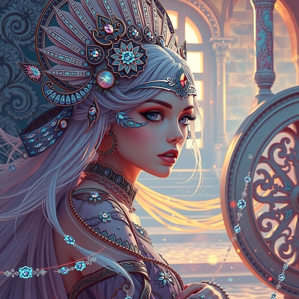 Mystical Woman Portrait in Vibrant Art Nouveau Style