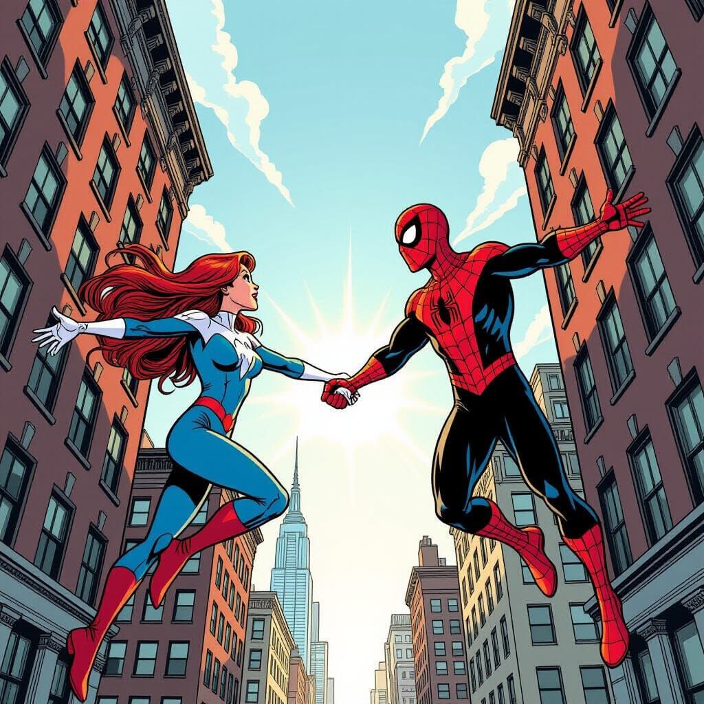 Spider-Man and Mary Jane Reach Out Between Queens Buildings