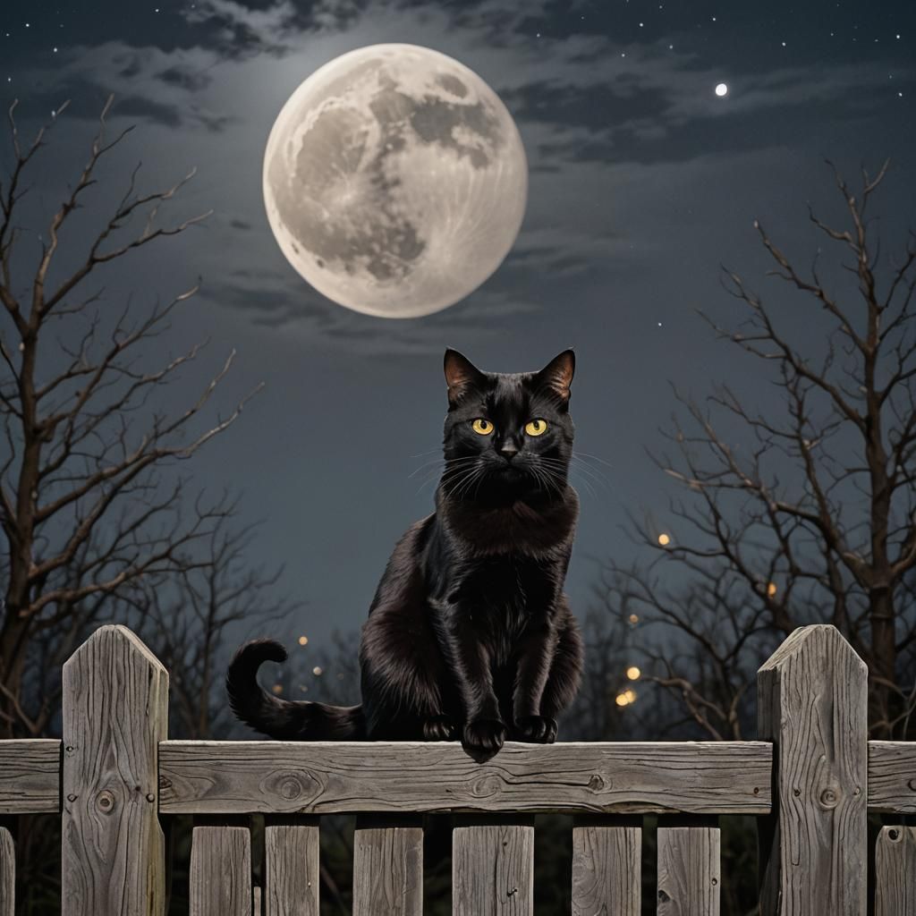 Black Cat Under Moonlight