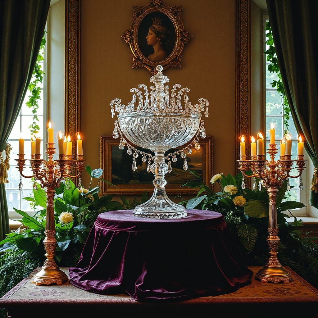 Ethereal Crystal Torah in Opulent Art Nouveau Style