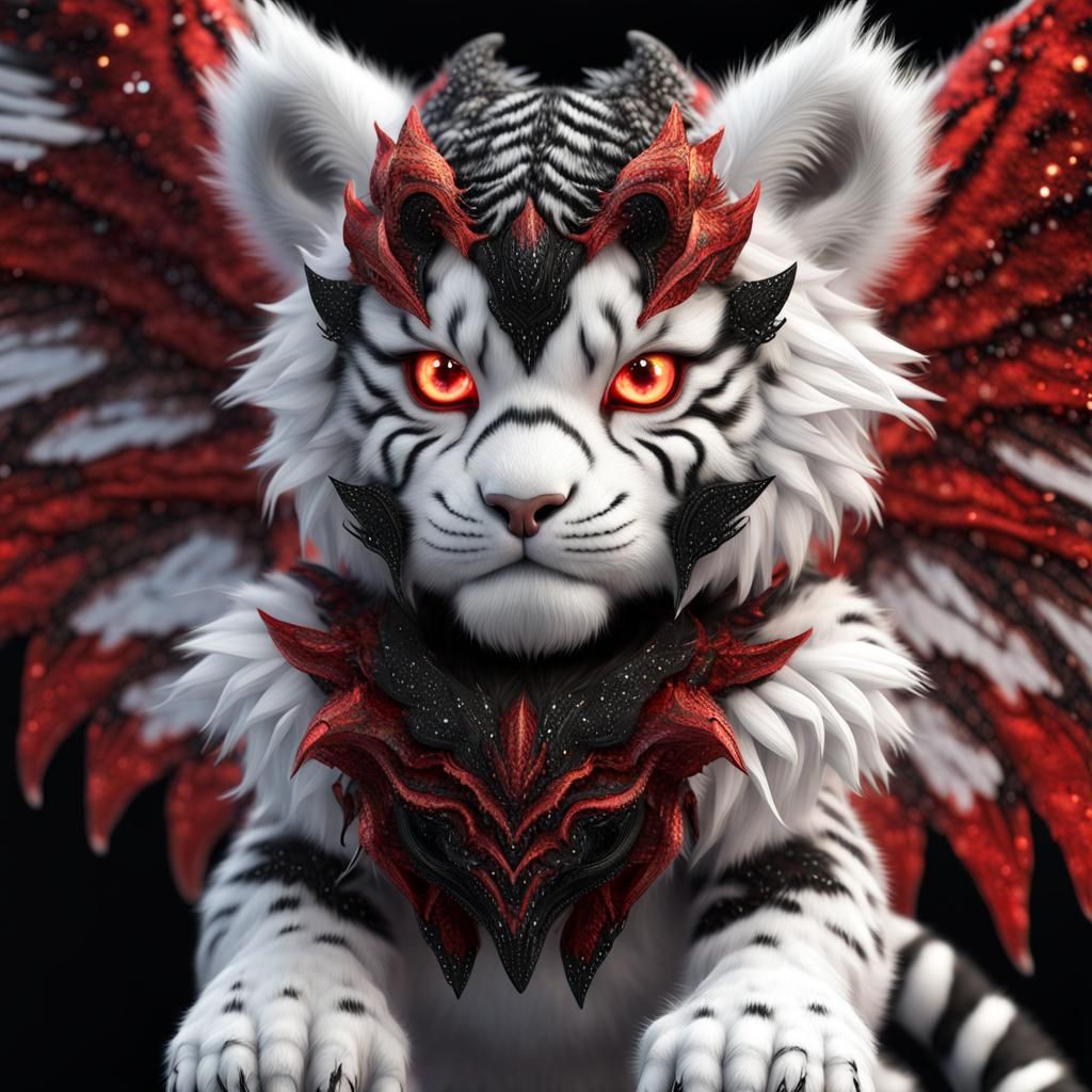 Winged Demon Tiger Cubs in Fantasycore Style