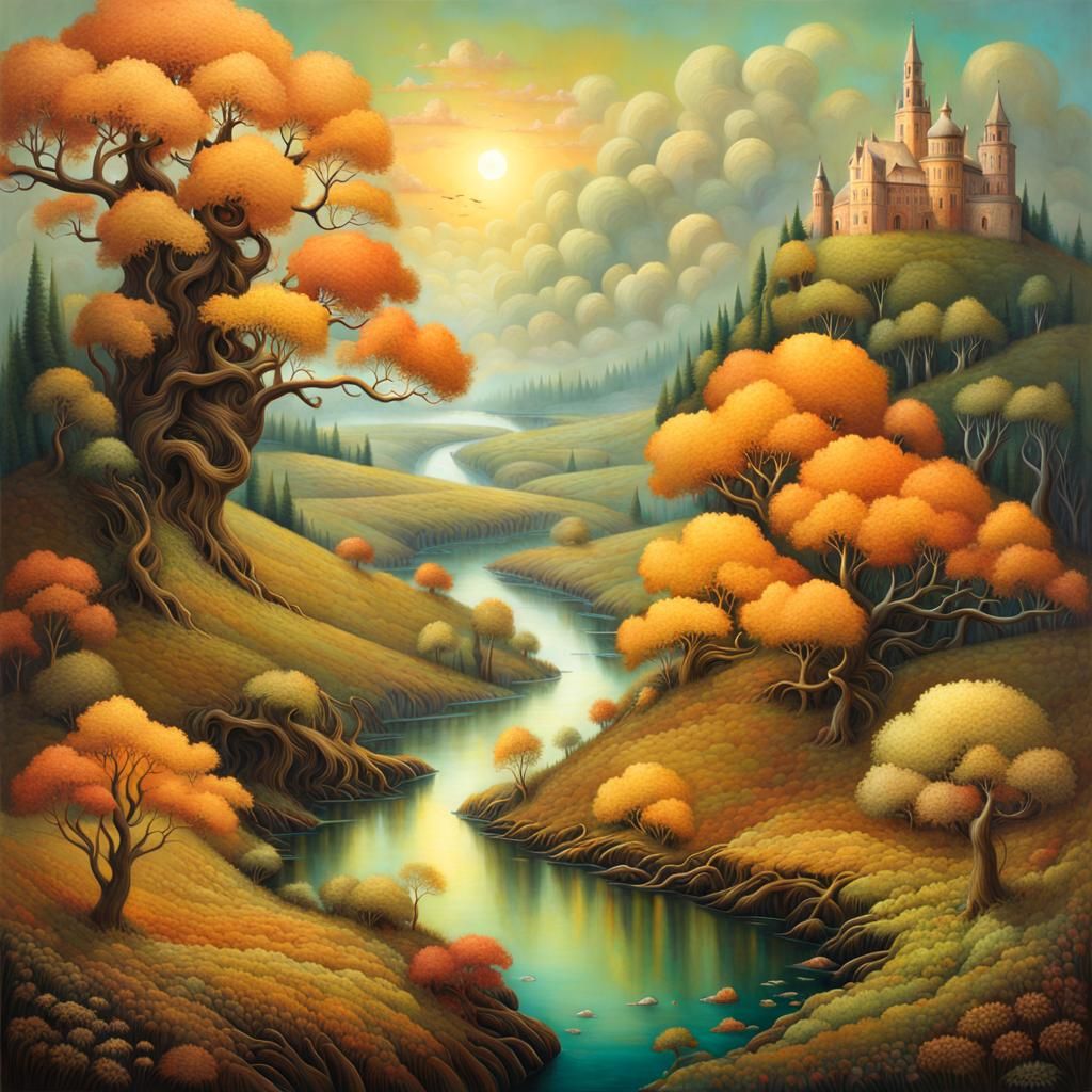 Evocative Landscape Painting in Daniel Merriam Style