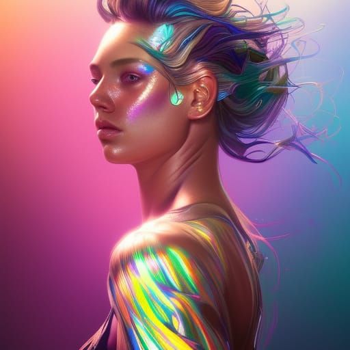 Rainbow Metallic Skin Portrait in Unreal Engine 5