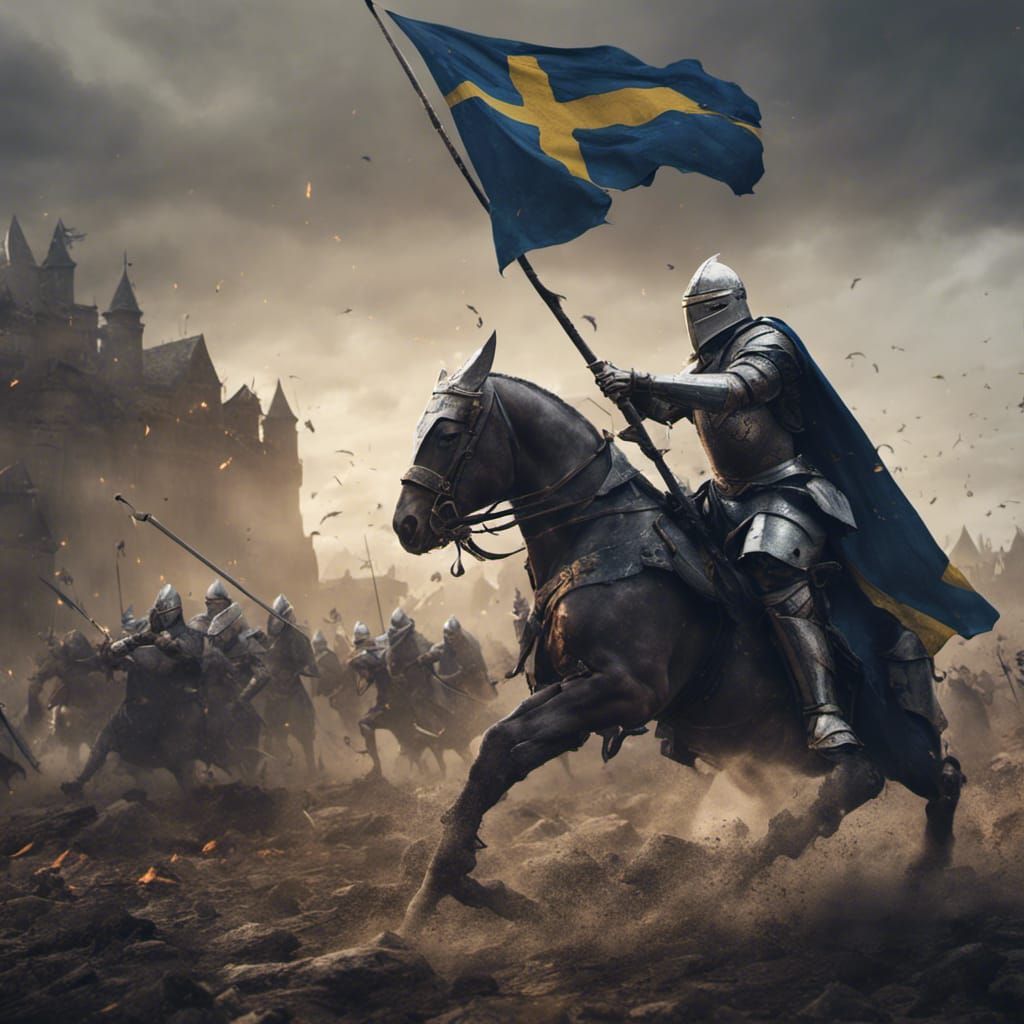 Swedish Knight Charges into Battle: Fantasy Concept Art