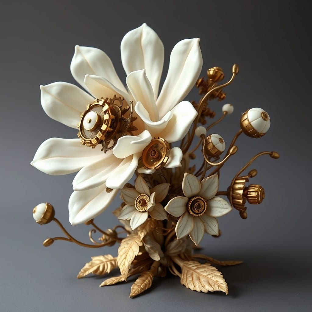 Gears of Whimsy: Mechanical Flowers in Steampunk Bloom
