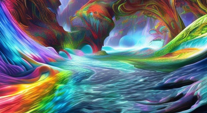 Music-Inspired Auroracore Scene in Photorealistic Splash Art