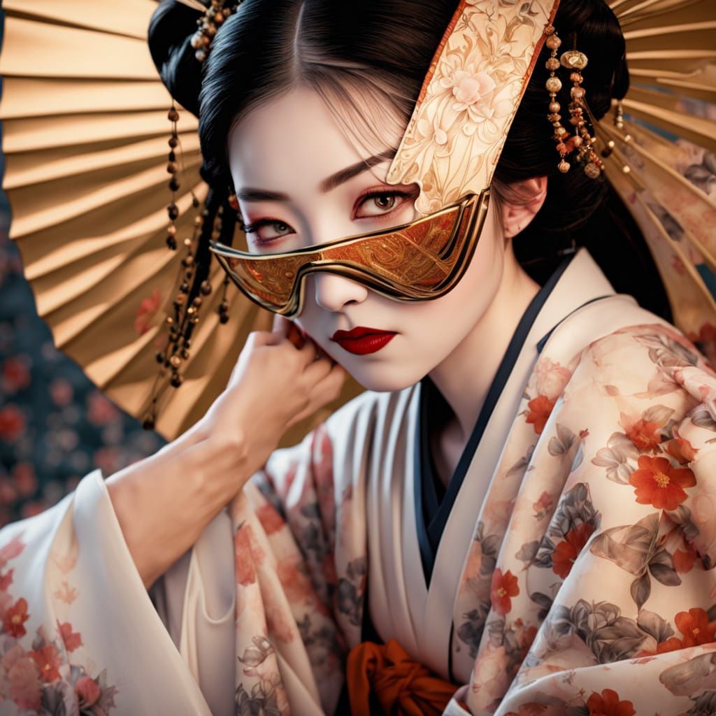 Edo Period Geisha in Traditional Japanese Attire