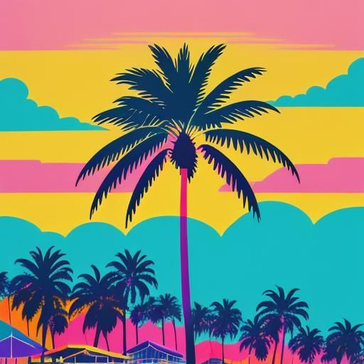 Pop Art Palm Trees at Sunset