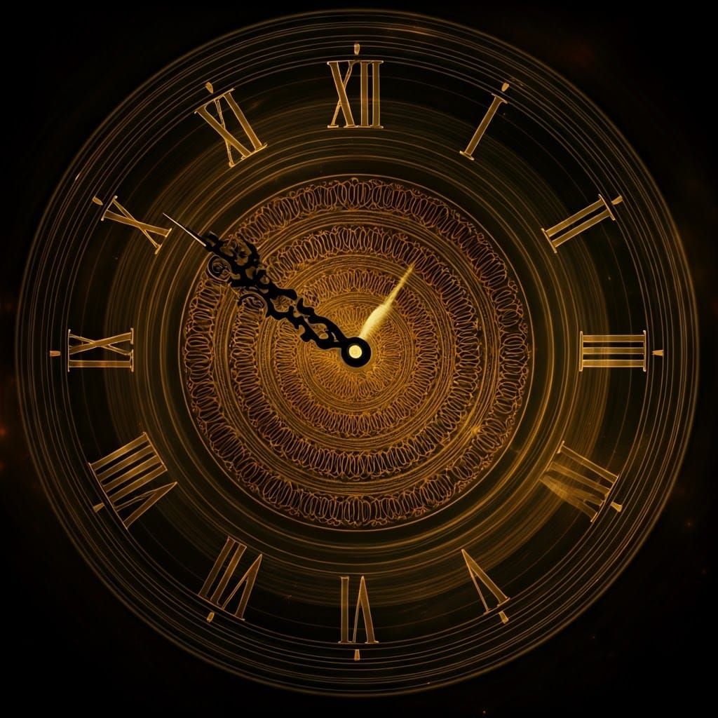 Ornate Clock Face in Art Nouveau Style
