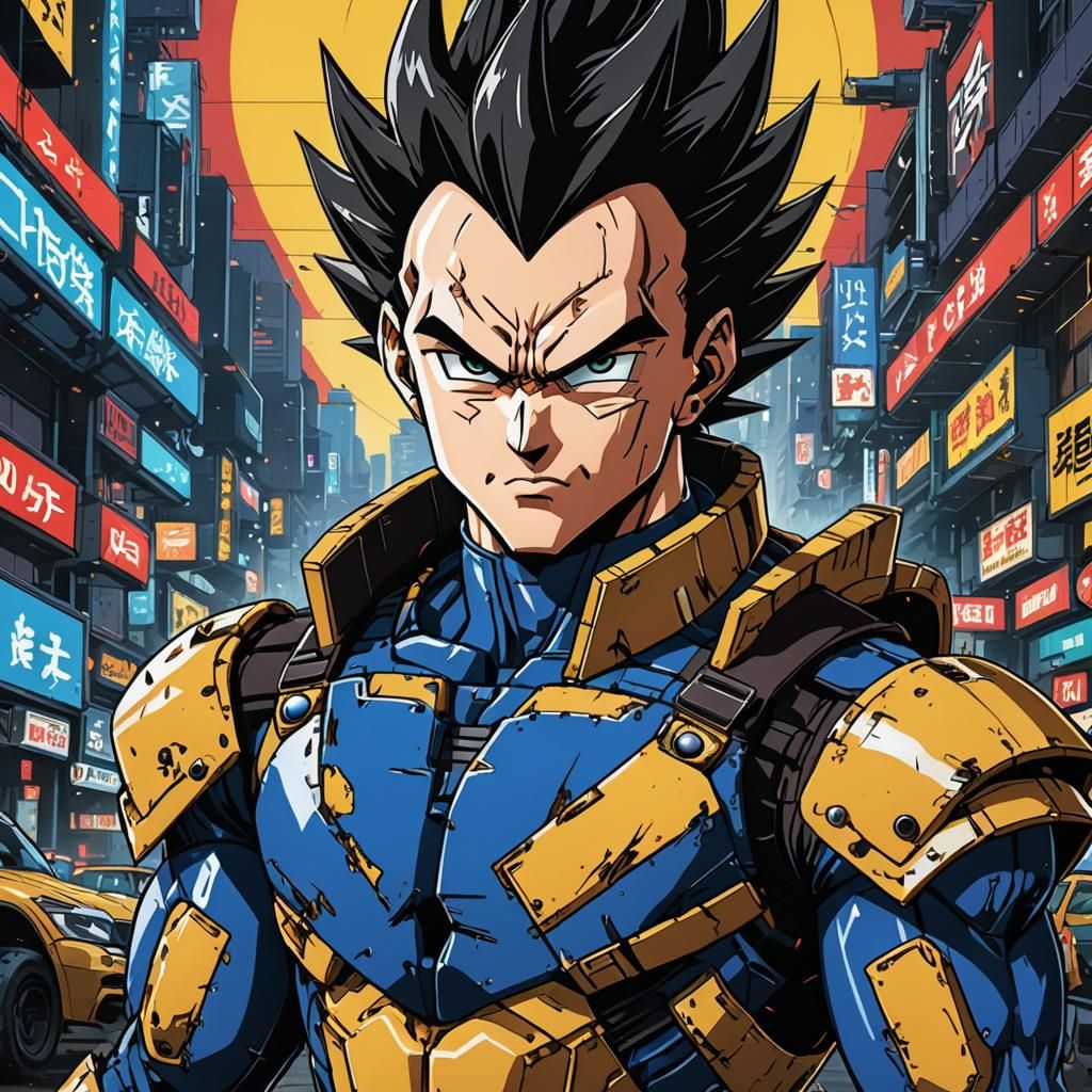 Vegeta in Cowboy Bebop Cyberpunk Anime Style