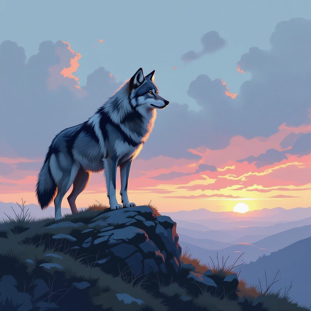 Majestic Lone Wolf Gazing into Distance