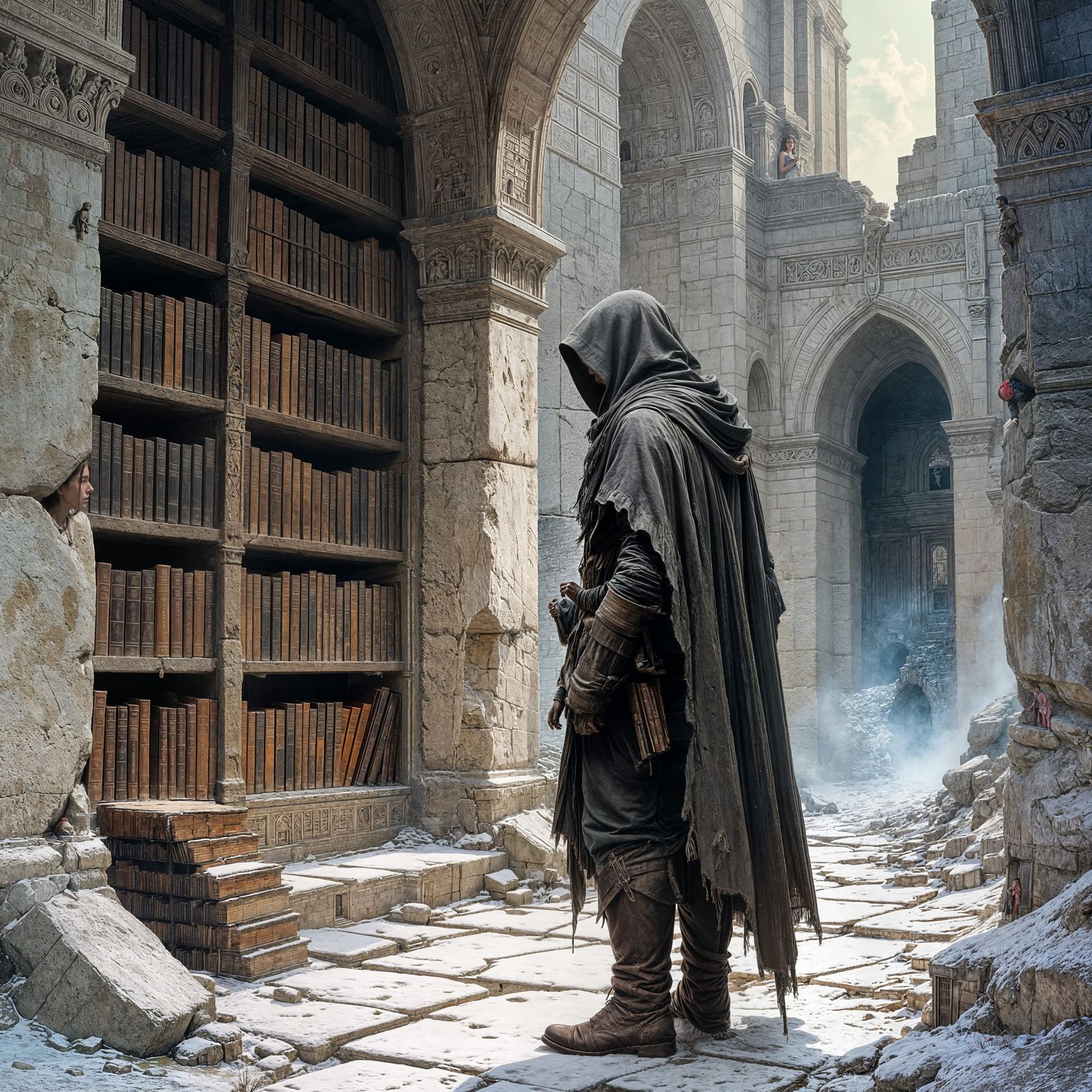 Ancient Library Discovery by Lone Wanderer