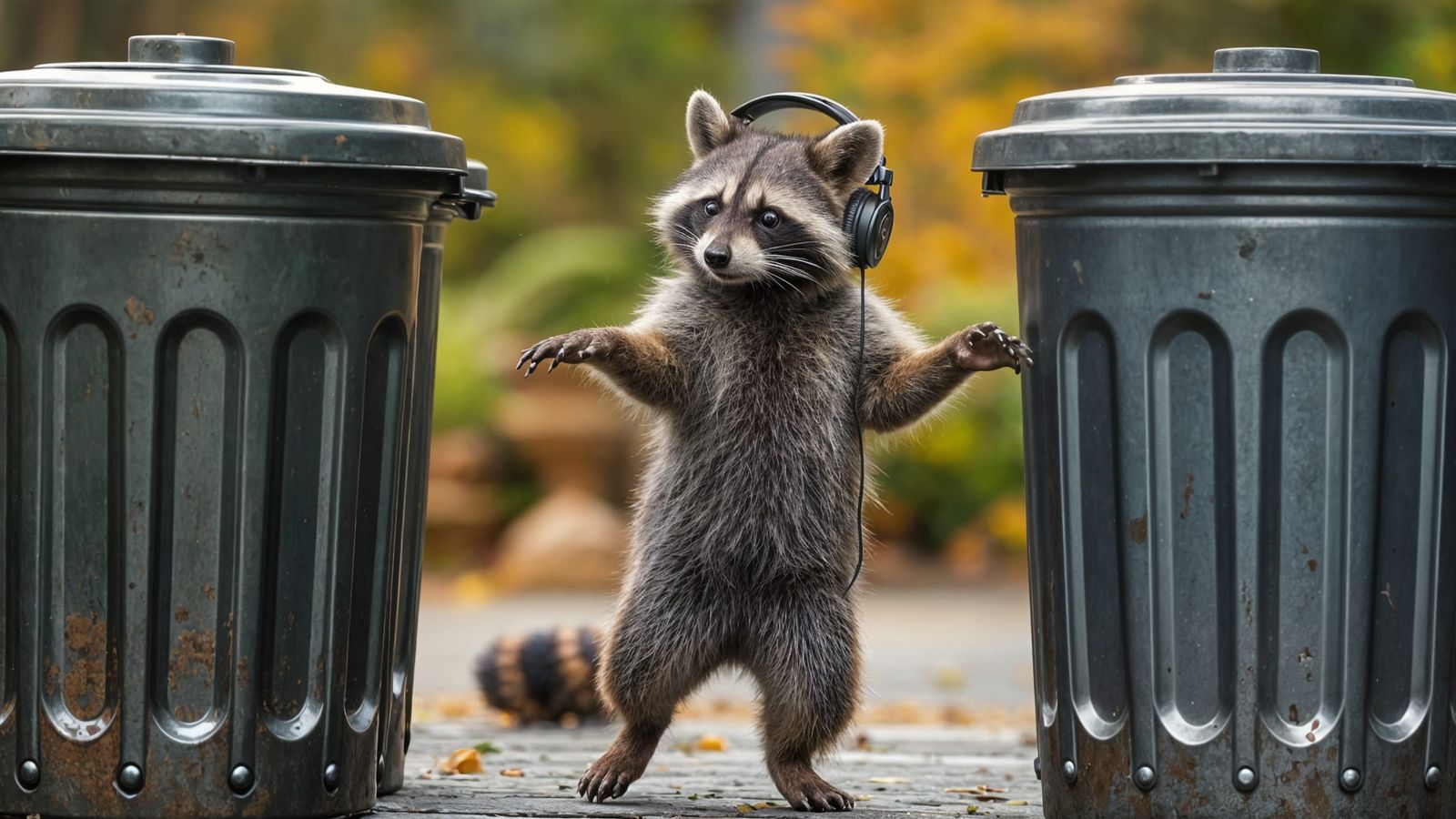 Raccoon in Rhythmic Trash Can Dance
