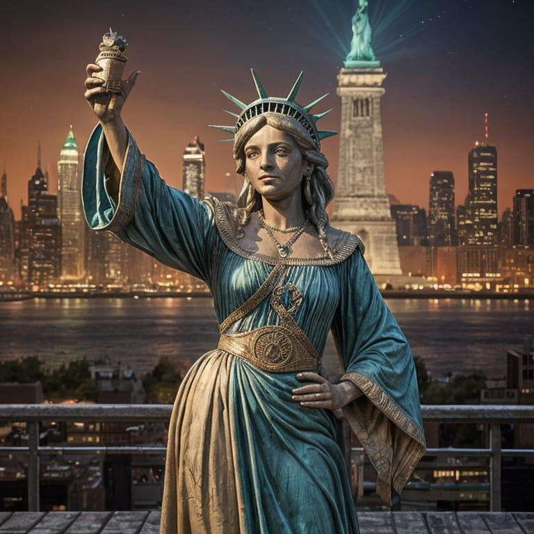 Statue of Liberty as Hamilton on Broadway