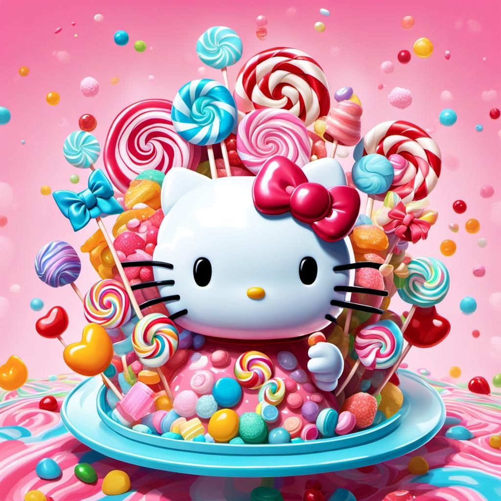 Hello Kitty in Whimsical Candy Art Style