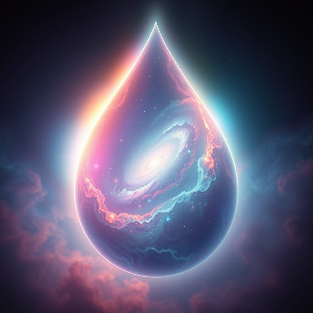 Galaxy Forming in Teardrop of Light as Digital Art