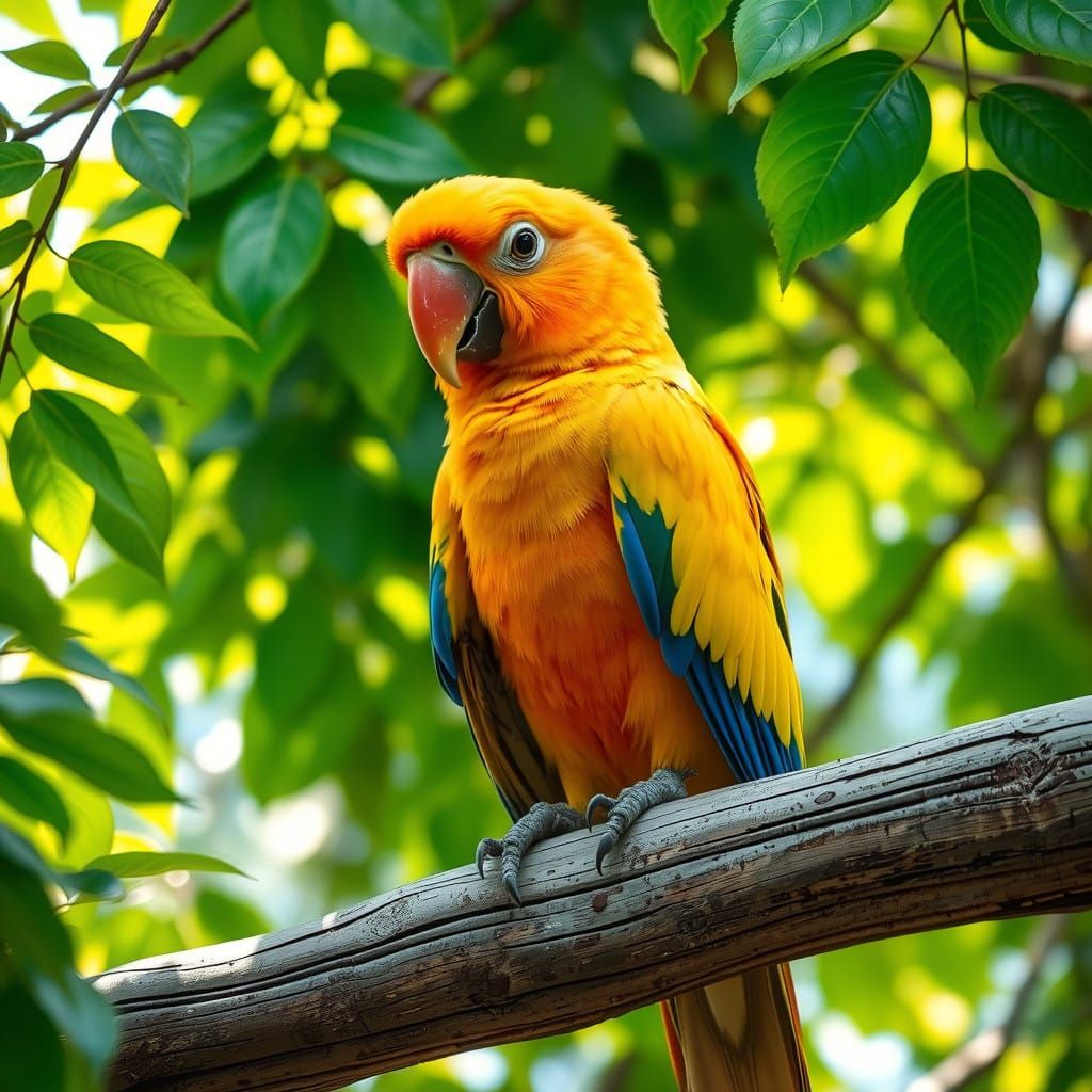 Parrot in Whimsical, Dreamlike Art Nouveau Style