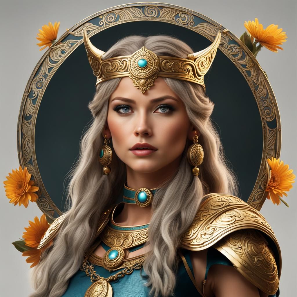Realistic AI Portrait of Freya, Norse Goddess