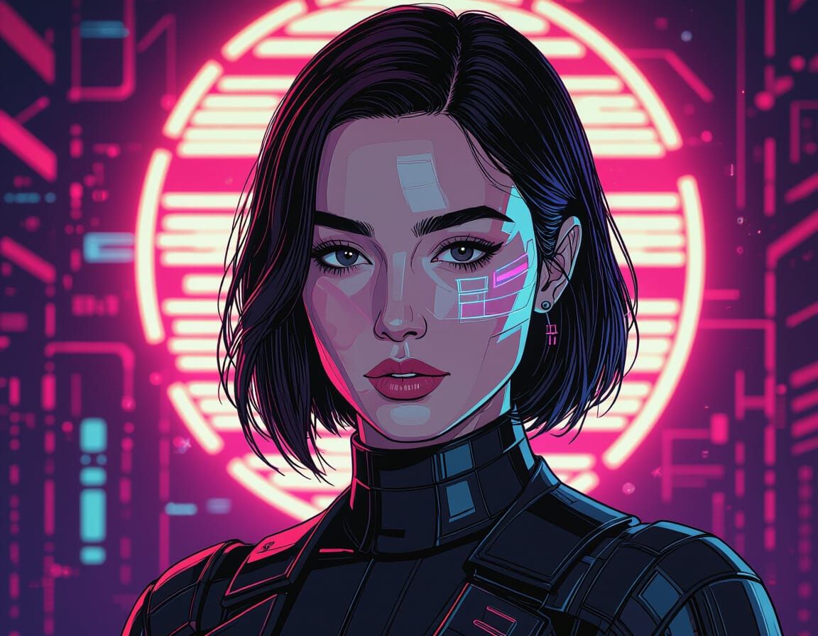 Ana de Armas as Joy Hologram in Cyberpunk Style