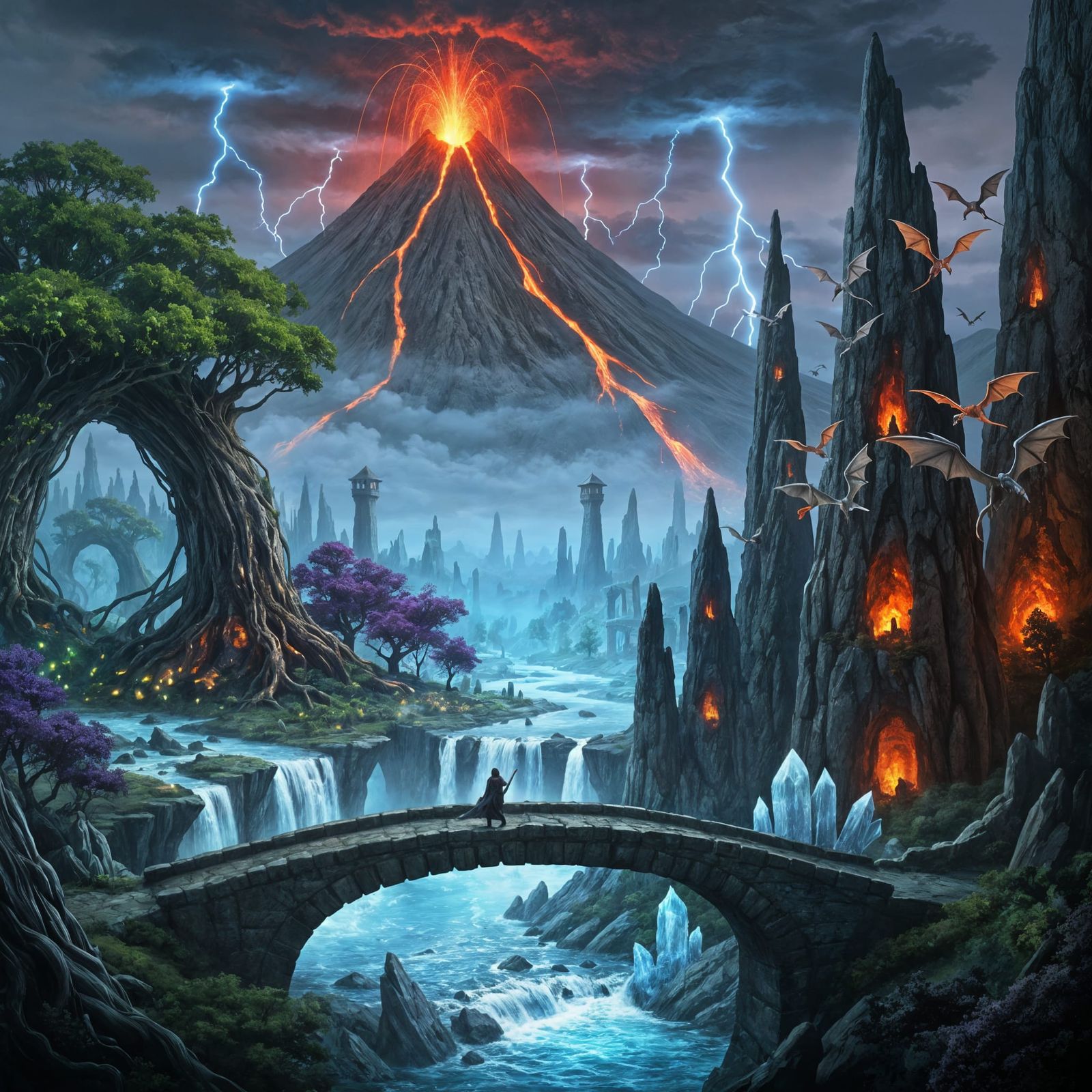 Dark Fantasy Landscape Painting of Emberfall Volcano
