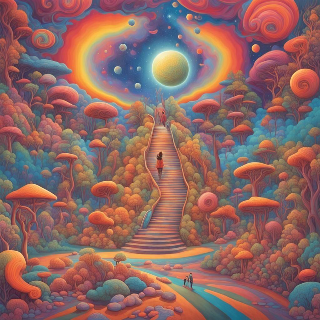 Surreal Psychedelic Landscape of Vibrant Colors