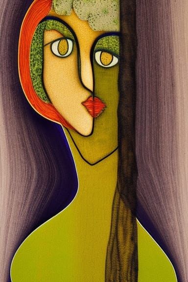 Woman Plants Sun in Warped Forest Perspective