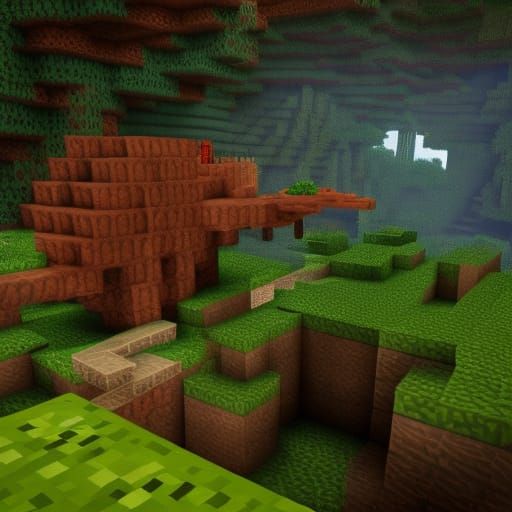 Minecraft Axolotl in a Lush Cave Painting