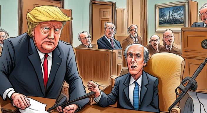 Political Cartoon: Trump Indictment in Comic Art Style