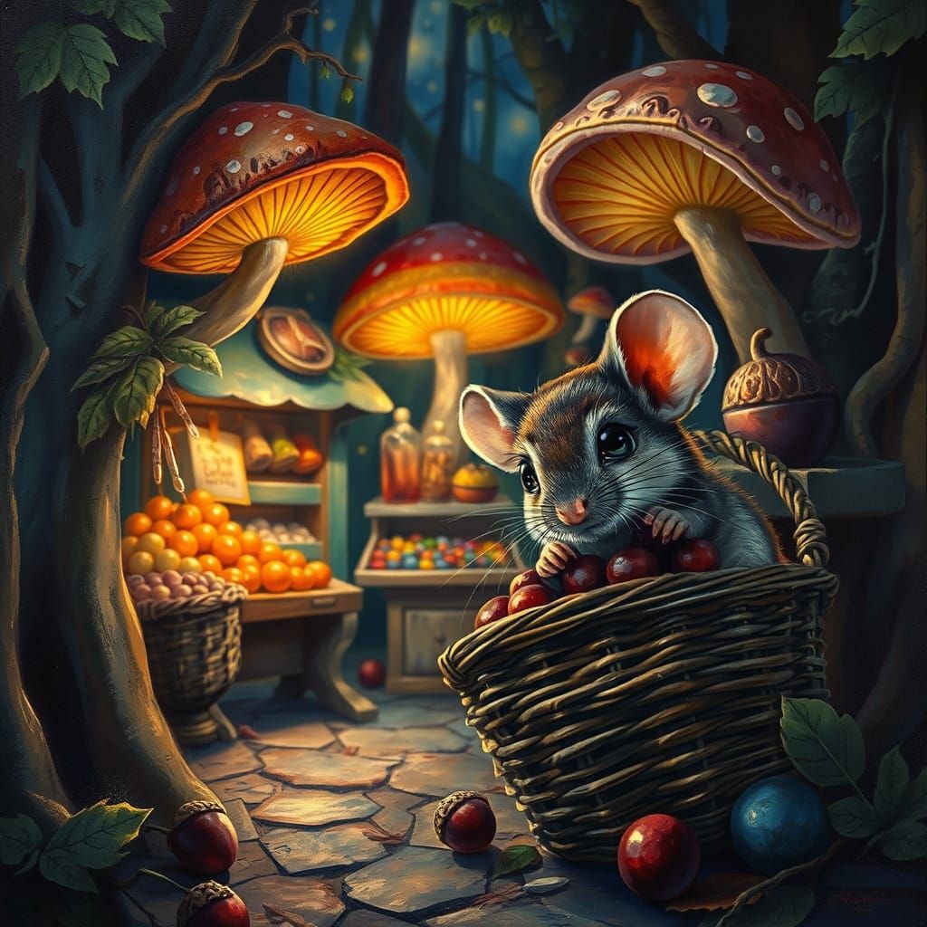 Shy Mouse Hiding in a basket