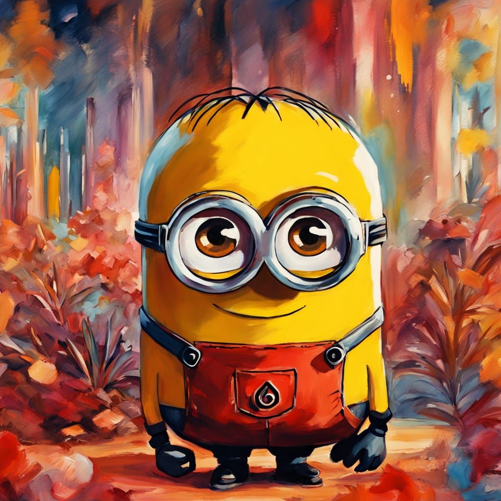 Whimsical Gouache Masterpiece of a Yellow Minion in a Dreaml...
