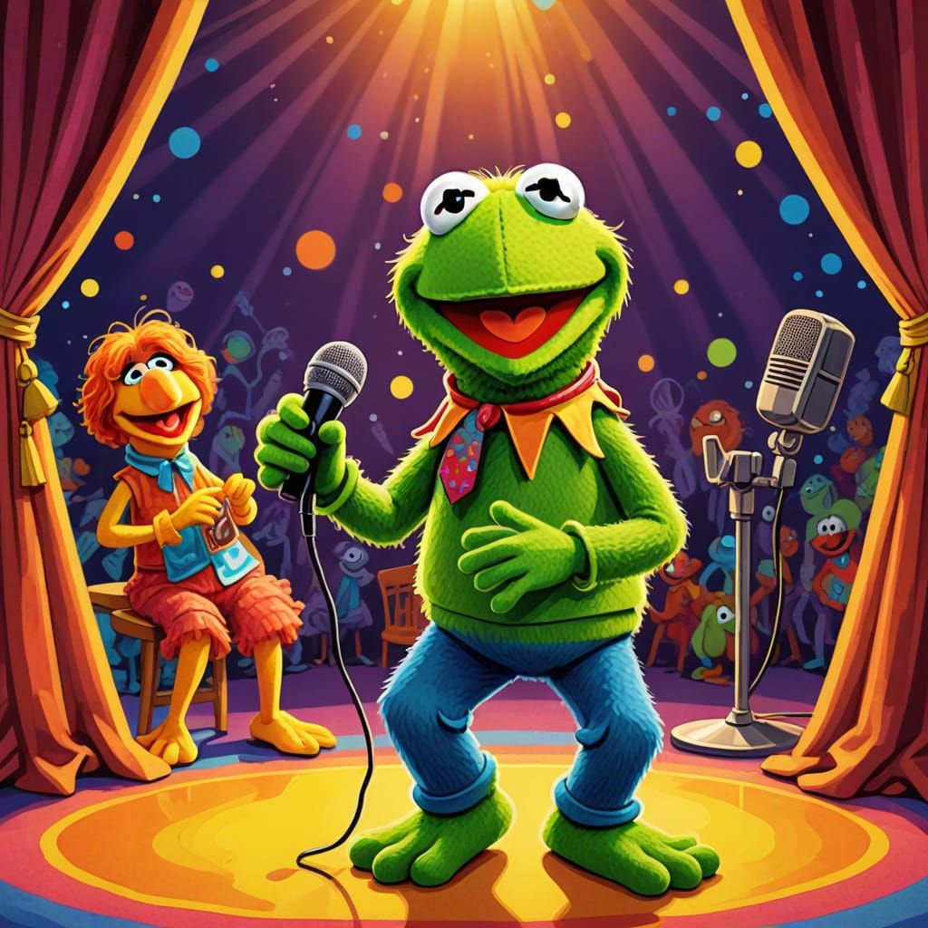 Kermit Shines in Colorful Muppet Show Stage