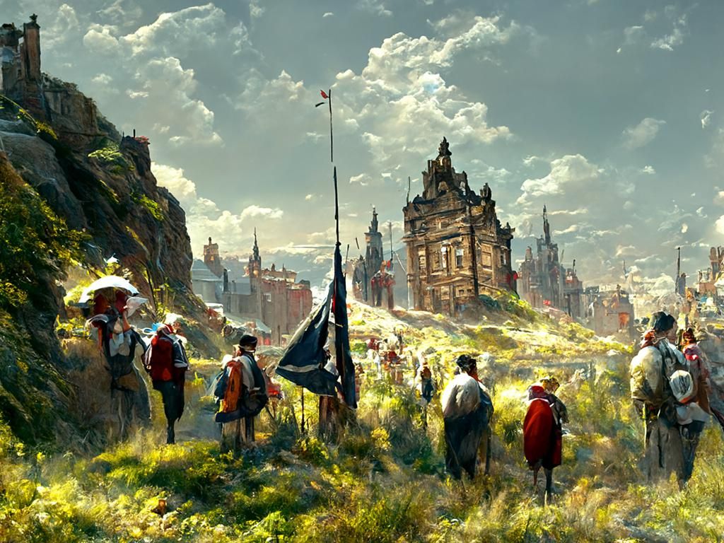 Edinburgh Castle View as Detailed Oil Painting