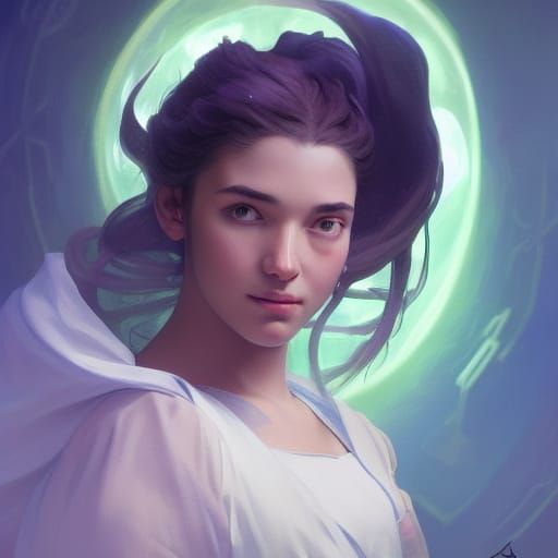 Mysterious Astrologer Portrait in Detailed Art Style