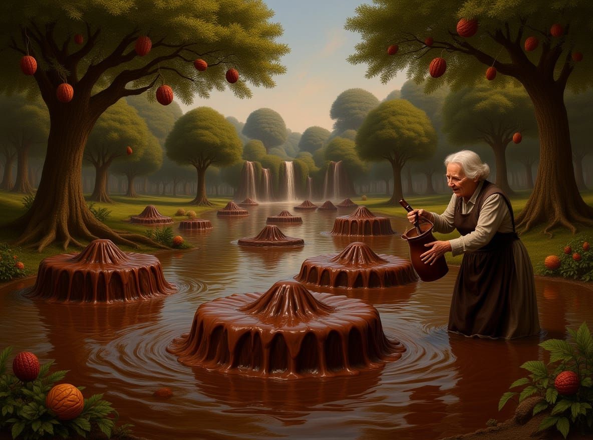 Chocolate River in a Fantastical Landscape