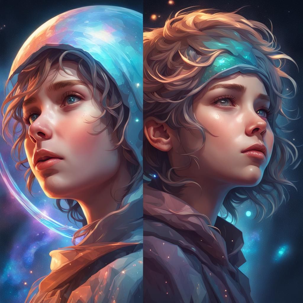 Magical Children with Space Nature Eyes